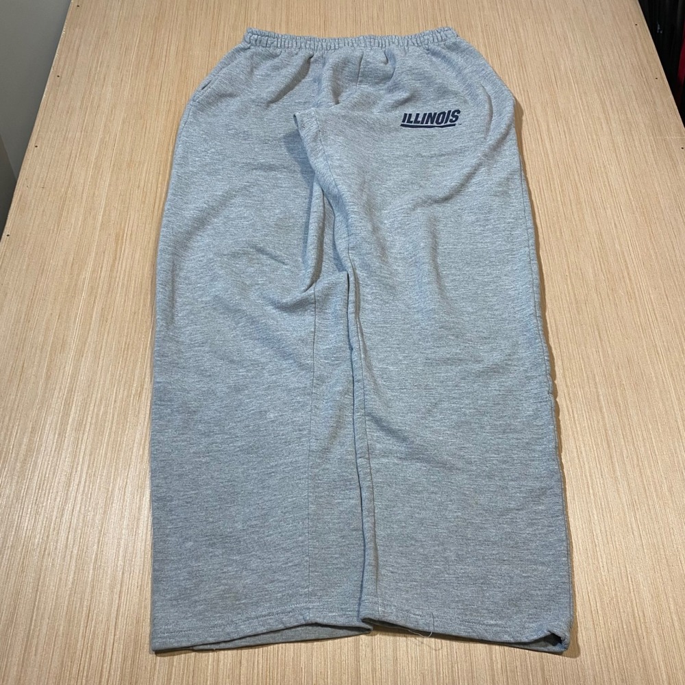 Gildan Mens Illinois Fighting Illini Sweatpants Heather Grey Fleece Size M